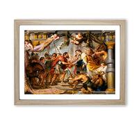 Meeting Of Abraham And Melchizedek By Peter Paul Rubens Classic Painting Framed Wall Art Print, Ready to Hang Picture for Living Room Bedroom Home Office Décor, Oak A4 (34 x 25 cm)