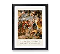 Meeting Of Abraham And Melchizedek By Peter Paul Rubens Exhibition Museum Painting Framed Wall Art Print, Ready to Hang Picture for Living Room Bedroom Home Office Décor, Black A2 (64 x 46 cm)