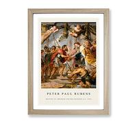Meeting Of Abraham And Melchizedek By Peter Paul Rubens Exhibition Museum Painting Framed Wall Art Print, Ready to Hang Picture for Living Room Bedroom Home Office Décor, Oak A4 (34 x 25 cm)