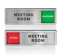 Meeting Room Sliding Door Signs Do Not Disturb, In Use/Available Slider Sign for Home Office Conference Vacant Occupied Privacy Slide Door Sign，Brushed Silver