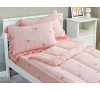Meeting Story 3 Piece Kids Bedding Set for Girls, Twin Zippered Comforter Set for Girls, Princess Bed Set with Bow, All-in-One Zippered Comforter Set (Pink)