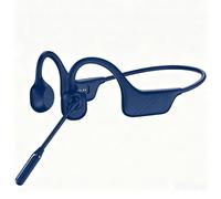 Meetings Open-Ear Headphones with Rotatable Noise-Canceling Boom Mic, Bone Conduction Bluetooth 5.4 Headphones with One-Touch Mute&Magnetic Charging for All-Day Use,Perfect for Driving Learning(Blue