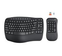 MEETION Ergonomic Keyboard with Separate Numeric Keypad, Wave Wireless Flexible 2-in-1 Setup for Multi-Device, 2.4G/Bluetooth Split Design with Wrist Rest for Accountants/Data Entry/Left-Handed