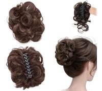 Meetitsneeds 2 PCS Bun Extension Clips, Hairs Messy Bun Claw Clip for Women, Bun Extension Clips for Women, Voluminous Synthetic Bun Wig with Adjustable Clip (B)