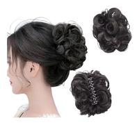 Meetitsneeds Bun Extension Clips, Adjustable Claw Clip Messy Bun Hair Piece, Wavy Synthetic Curly Bun Extensions for Women Girls, No-Slip Grip for Fuller Look (Brown-black)