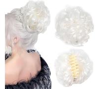 Meetitsneeds Voluminous Bun Extension Clips for Women - Messy Bun Hairpiece with Adjustable Claw Clip, Natural Look for Updos & Daily Wear (60b)