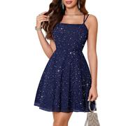 Meetjen Sparkly Cocktail Dress Sequin Party A-Line Graduation Spring Dance Sparkle Short Prom Dresses for Women 2026 Elegant Classy Navy 2XL