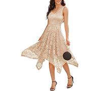 Meetjen Summer Simple Wedding Dresses for Bride Homecoming Prom Graduation Bridesmaid Gothic Dress Champagne 2XL