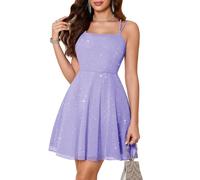 Meetjen Women's Sparkly Short Prom Dress for Teens Semi Formal Party Fancy Sequin Tulle Cocktail Dresses Junior Graduation 2026 Lavender M