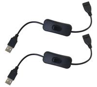 MEETOOT 2PCS 0.3m Length USB Power Switch Supports Data and Power Black Male to Female Extension Cord Suitable for Table Lamp and Car Recorder