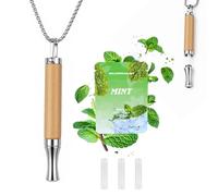 Meetory Breathing Necklace with Resistance - Breathing Necklace for Anxiety Relief with Mint Flavoured Filter Breathe Free Pendant Necklaces Breathable Resistance, Silver