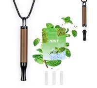 Meetory Breathing Necklace with Resistance - Breathing Necklace for Anxiety Relief with Mint Flavoured Filter Breathe Free Pendant Necklaces Breathable Resistance, Black