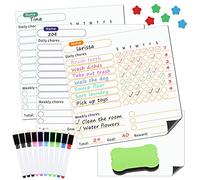 Meetory Magnetic Chore Chart for Kids, 3 Pack Reusable Good Behaviour Reward Charts for Children with 10 White Board Markers, 1 Eraser, Daily Routine Chart Chores Board for Children Kids Adults Family