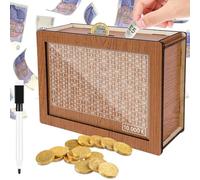 Meetory Money Saving Box, 10,000 Savings Challenge Box Countdown Value Vault Money Boxes Wooden Piggy Bank with Numbers Reusable Saving Boxes Challenge for Adults