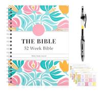Meetory The bible in a year a 52-week study - 52 week bible study with Bible Tags and a Pen for women, A Daily Bibles Study Workbook with Spiral Binding, NIV Study Journal & Reflective Questions