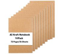 MEETOZ 10 Pack Notebook A5 Blank Notepad,72 Pages/ 36 Sheets Kraft Journal,for Students Travelers Making Plans, Writing Memos Office School Supplies, 14X21cm