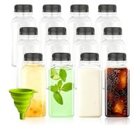 MEETOZ 12 Pack 8oz/250ml Plastic Juice Bottles with Tamper Seal Lids, Reusable Drink Containers for Smoothie, Milk, Juicing, Sauce Jar, and Other Drinkings