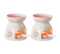 MEETOZ 2 Pack Ceramic Essential Oil Burner, Wax Melt Burners with Spoon Colored Tealight Candle Holder, Aromatherapy Aroma Burner for Home, Bedroom Decor, Christmas, Birthday, Wedding Gift