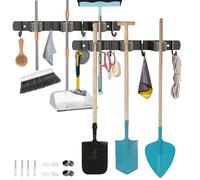 MEETOZ 2 Pack Garden Tool Storage Rack, Tool & Garden Storage Rack Garage Storage Wall Hanging Shed Hooks, Mop Broom Holder Wall Mounted, for Gardening Tools, Utility Room, Launry Room,Garage