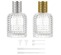 MEETOZ 2 Pack Refillable Spray Bottles Perfume Atomizer, Clear Glass Empty Fine Mist Spray Bottle, Portable Perfume Mist Spray Bottle Travel Perfume Dispenser (50ML, Gold & Silver)