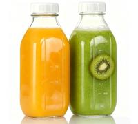 MEETOZ 2 Pcs Glass Milk Bottles with Lid 1000ml/33.8oz, Reusable Glass Bottless with Lids, Dairy Drinking Bottles Clear Glasss Bottless Juice Drinking for Juices, Dressings, Sauces, Beverages