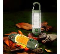 MEETOZ 2 Pcs Rechargeable LED Mini Camping Light, Portable Outdoor Camping Lantern Flashlight with Hook, White Warm Light and Red Light, Camp Equipment 6 Modes with Signal Flash