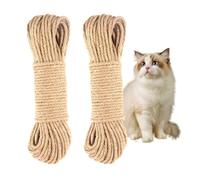 MEETOZ 2Pcs Sisal Rope for Cat Scratcher, 30m x 6mm Natural Jute Rope for Garden Bundling, Repair/Replacement Cat Post Tree(Brown)