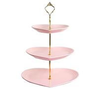 MEETOZ 3 Tier Ceramic Cake Stand,Tiered Serving Cake Stand,Decorative Tea Party Serving Platter, Tea Sandwich Tray for Party, Wedding, Candle Light Dinner (Heart-Shaped)
