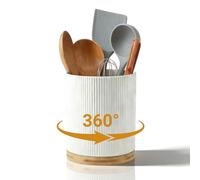 MEETOZ 360° Rotating Utensil Holder,6.9" Extra Large Ceramic Utensil Holder,Stable Ceramic Utensil Organizer,for Cooking Tool, Kitchen Decor