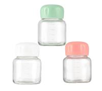 MEETOZ 3Pack 10oz Glass Jar with Screw Lid Leakproof Overnight Oats Container,with Measurement Marks Portable Mason Jars,for Cereals Milk Fruit Condiment Dressing Sauce Snacks Juice