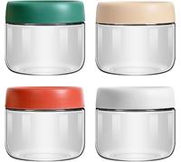 MEETOZ 4 Pack 10oz Glass Jars, Overnight Oats Jars, Overnight Oats Container with Lid Airtight, Yogurt Pot, Oatmeal Salad Jars, for Cereals Milk Fruit Condiment Dressing