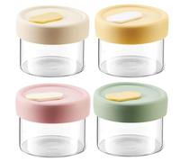 MEETOZ 4 Pack 8.5oz Glass Overnight Oats Jars with Lids, Storage Jars with Silicone Lids, High Borosilicate Glass Airtight Canister for Kitchen Storage, for Overnight Oats,Canning,Sauce (240ML)