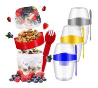 MEETOZ 4 Pack 870ML Breakfast Yogurt Oats Cups,Cereal Yogurt Parfait Cups with Lids and Spoon,Breakfast On the Go Cups,for Overnight Oats Oatmeal Granola Fruit Snacks and Meal Prep