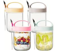 MEETOZ 4 Pack Overnight Oats Jars, Overnight Oats Container with Lid and Spoon,14oz Large Capacity Glass Jars with Screw lids,for Salads Cereal Milk Porridge Fruit
