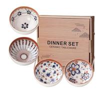 MEETOZ 4 Pcs Ceramic Rice Bowls 10 oz, Japanese Rice Bowl Set, Rice Bowl with Gift Box, Ideal for Cereal, Soup, Dessert, Snack, Fruit, Dessert, Ice Cream, Salad, Rice, Noodle (A)