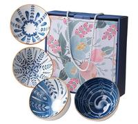 MEETOZ 4 Pcs Ceramic Rice Bowls 10 oz, Japanese Rice Bowl Set, Rice Bowl with Gift Box, Ideal for Cereal, Soup, Dessert, Snack, Fruit, Dessert, Ice Cream, Salad, Rice, Noodle (B)