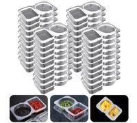 MEETOZ 40-Piece Double Compartment Condiment Containers with Lids,Reusable Condiment Snack Containers,for Meal Prep,Salad Dressing,Dipping Sauce,Sampling,Travel Snacks