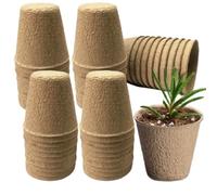 MEETOZ 50 Pcs 8 cm Round Biodegradable Fibre Seedling Pots, Young Flowers Nursery Pots, Indoor Plant Pots Mini Tools for Garden Germination