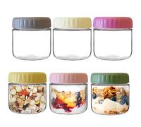 MEETOZ 6 Pack 12 oz Glass Jar with Screw Lid Leakproof, Overnight Oats Jar, Stackable Glass Jam Jar, for Overnight Oats, Salad, Yogurt, Cereal, Fruit, Snacks, Spice, Sugar, Coffee, Candy (350ML/12Oz)