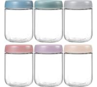 MEETOZ 6 Pack 17oz Glass Jars, Overnight Oats Jars, Wide mouth Mason Salad jars, Overnight Oats Container with Screw Lid Airtight, Glass Food Storage Containers for Snacks Yogurt Spice Sugar
