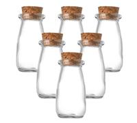 MEETOZ 6 Pack - 200ml Mini Glass Bottles,with Cork Stoppers Milk Glass Bottles,Small Glass Favor Jars Yogurt Pudding Glass Storage Jars for Party Favors (200ml-6Pack)