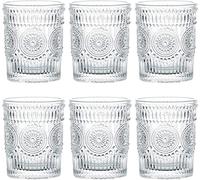 MEETOZ 6 Pack 9.5 oz Romantic Water Glasses, Premium Drinking Glasses Tumblers, Vintage Glassware Set for Whisky, Beer, Juice, Beverages, Cocktail