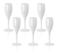 MEETOZ 6 Pack White Champagne Flutes Prosecco Flutes Wine Glasses, Shatterproof, Reusable White PP Champagne Glasses, Capacity180ml, for Family Parties, Outdoors, Event Catering, Camping