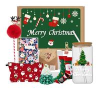MEETOZ 9 PCS Christmas Cups Set, Christmas Box Set, fine Santa Gift, 500ml Christmass Glass Cup, Suitable Mum, Wife, Son, Daughter, Best Friends and Sister Gift Box