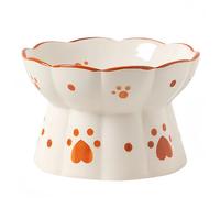 MEETOZ Ceramic Cat Feeder, Elevated Cat Feeding Bowls with Stand Flat mouth Water Bowls, Neck Protective Bowl for Pets Raised Cat Feeder, Stress Free for Cats and Small Dogs