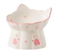 MEETOZ Ceramic Cat Feeder, Elevated Cat Feeding Bowls with Stand Tilted, Neck Protective Bowl for Pets 15° Tilted Raised Cat Feeder, Stress Free for Cats and Small Dogs
