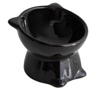 MEETOZ Ceramic Cat Feeder, Elevated Cat Feeding Bowls with Stand Tilted, Neck Protective Bowl for Pets 15° Tilted Raised Cat Feeder, Stress Free for Cats and Small Dogs