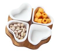 MEETOZ Ceramic Condiment Appetizer Set, Porcelain Divided Serving Dishes, Relish Tray, Perfect for Chips and Dip, Veggies, Candy and Snacks, Fruits, appetizers(Heart-Shaped)