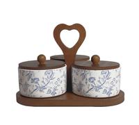 MEETOZ Ceramic Condiment Appetizer Set,with lid Porcelain Divided Serving Dishes, Relish Tray, Perfect for Chips and Dip, Veggies, Candy and Snacks, Fruits, appetizers