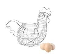 MEETOZ Chicken Egg Basket Holder Metal Wire Hen Shaped Kitchen Storage Rack, Egg Basket with Handle, Holds 15-20 Eggs, for Kitchen Living Room Home Décor Decoration Storage
